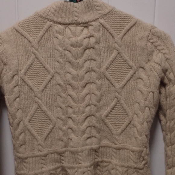 Exquisite Cream Knit Guinevere Cardigan Sweater 100% Lamb Wool Winter Wonderland - Picture 8 of 15